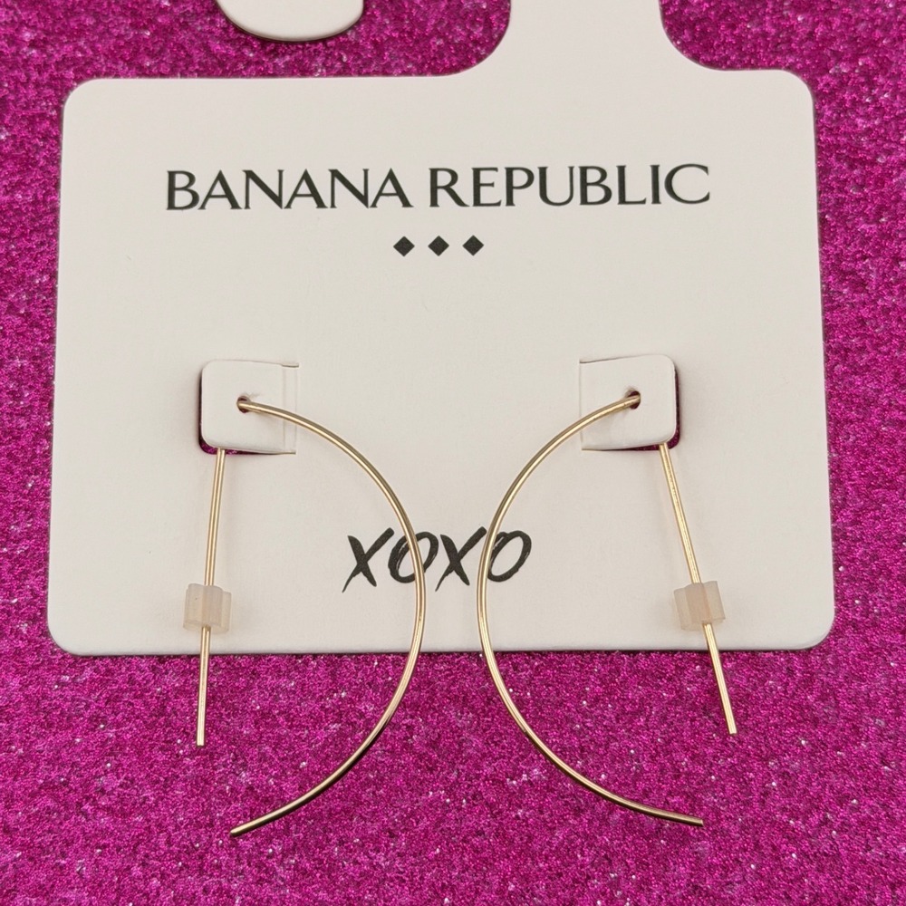 Banana Republic Factory Gold Tone Curved Arc Threader Earrings 479023-00-1 NEW